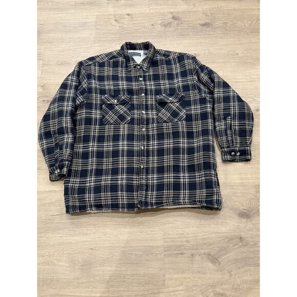 David Taylor Sherpa Lined Shacket Mens XL Tall Black Plaid Flannel Shirt Jacket - Picture 1 of 7